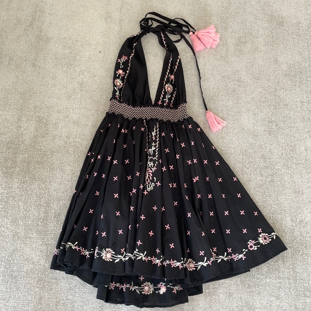 Love Shack Fancy String Halter Mini Dress